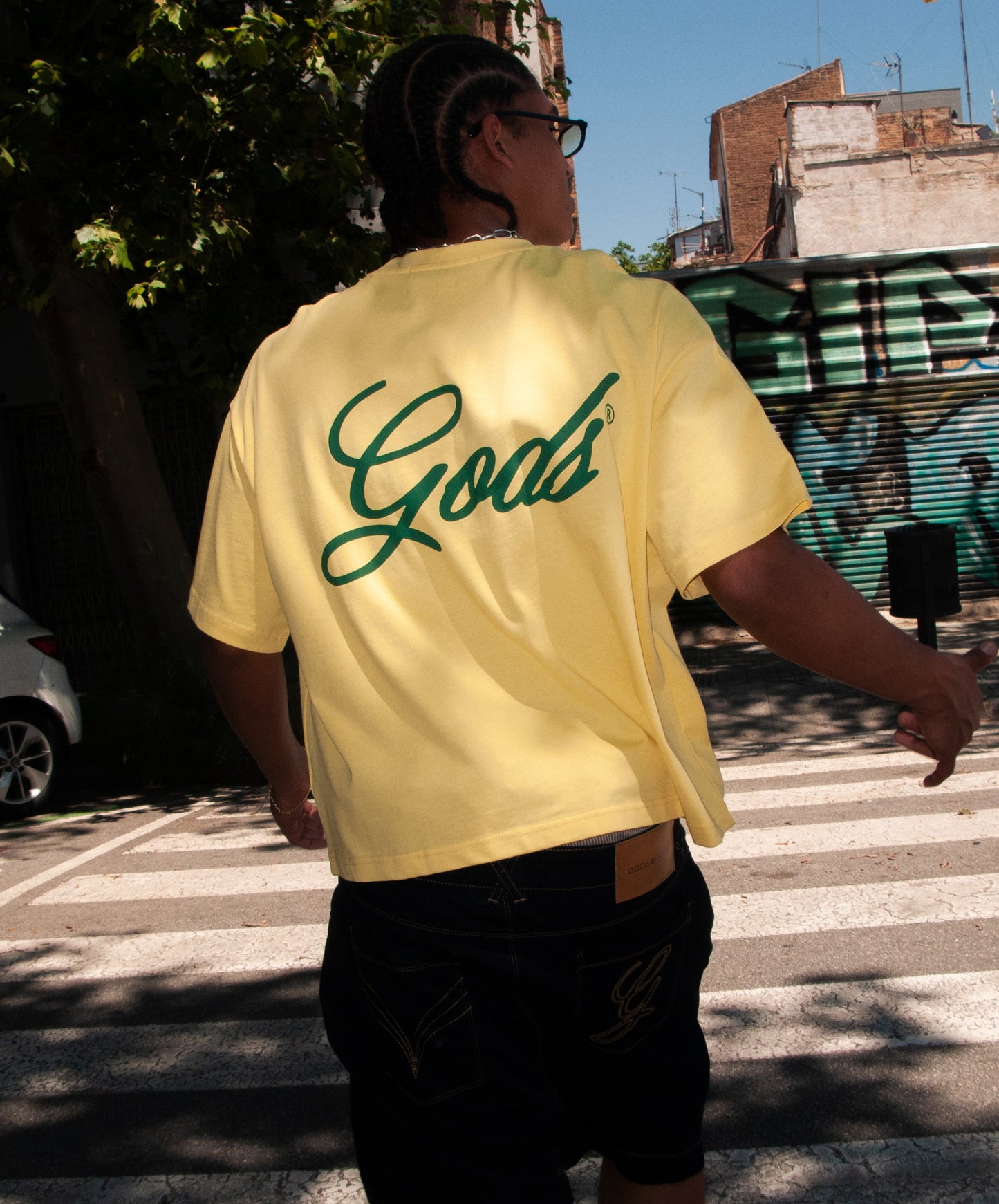 Script Boxy Tee Yellow